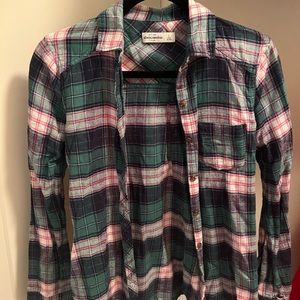 abercrombie kids green flannel, size large